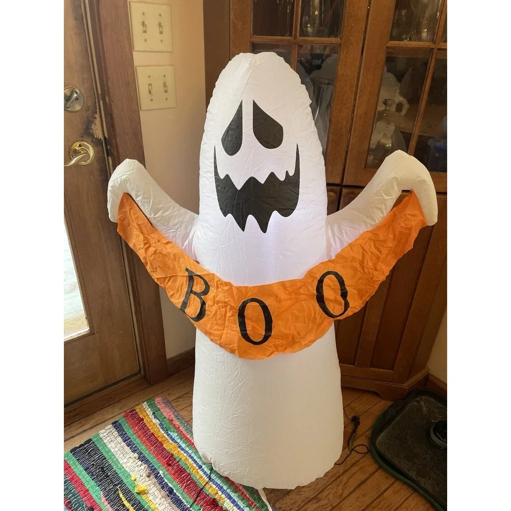 Halloween Inflatable Ghost Boo Blow Up 4 ft. Tall Huntington Home Weighted Lites